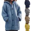 Kapuzenpullover, einfarbig, Taschen, warm, einreihig, mittellang, Strickjacke, Streetwear