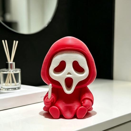 Compact Skull Model for Collection Halloween Ghost Statue, Cartoon Skeleton Sculpture, 3D Printed Textures Novelty Gift Horror Fans Ornament