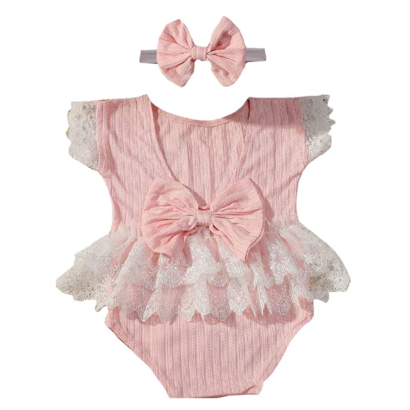 

Реквизит для фотосъемки младенцев Кружевной комбинезон и повязка с бантом Наряд для девочки Одежда для фотосессии Костюм для фотосъемки M