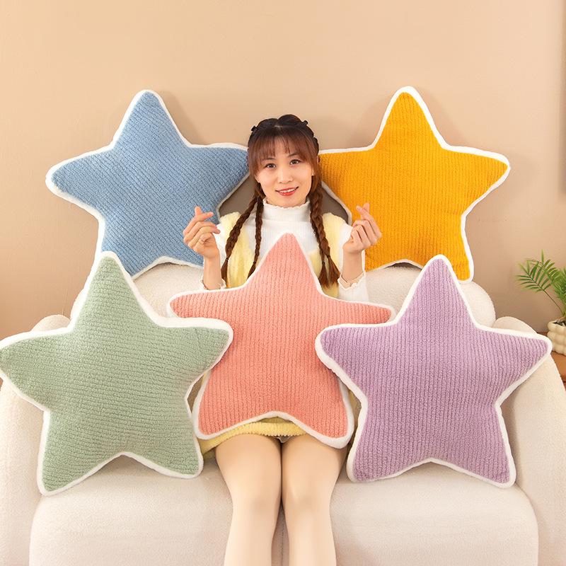 Star-Shaped Lumbar Support Pillow - Plush Cushion for Kids' Room or Sofa Décor