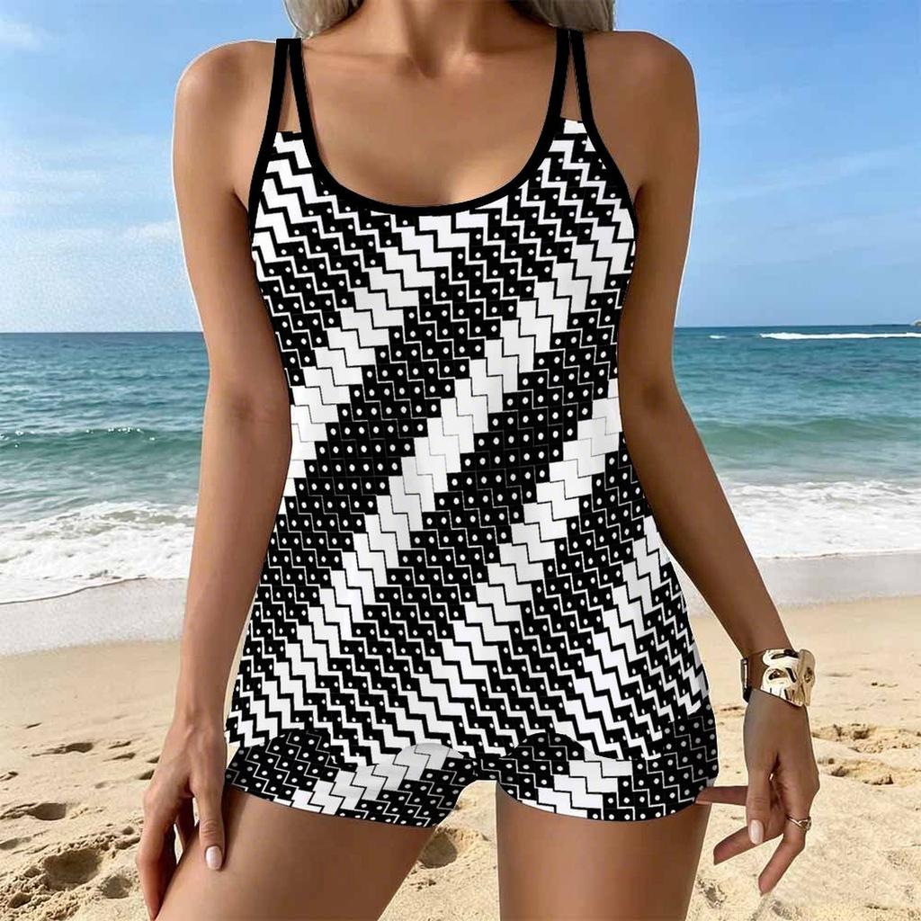 Damen Bademode Tankini 2-teiliger Badeanzug Segmentiertes Farbverlaufsmuster Urlaubs Badeanzüge