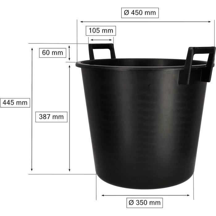 Plastic Mason's Bucket - KOTARBAU - Round 40L - Black