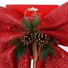 1PC 25X30cm Christmas Bow Hanging Bowknot Pendant Xmas Tree DIY Decoration For Wedding Party Decoration New Year Gift Bow Crafts