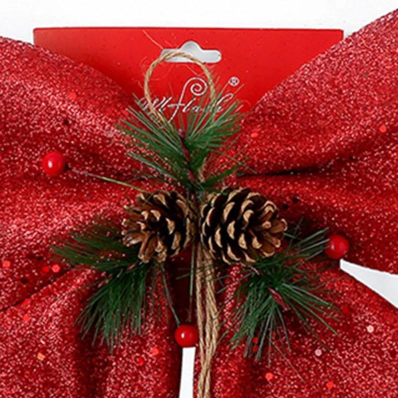 1PC 25X30cm Christmas Bow Hanging Bowknot Pendant Xmas Tree DIY Decoration For Wedding Party Decoration New Year Gift Bow Crafts