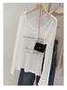 Women's Black Sheer Letter Print Long Sleeve Crew Neck Cover-Up Top