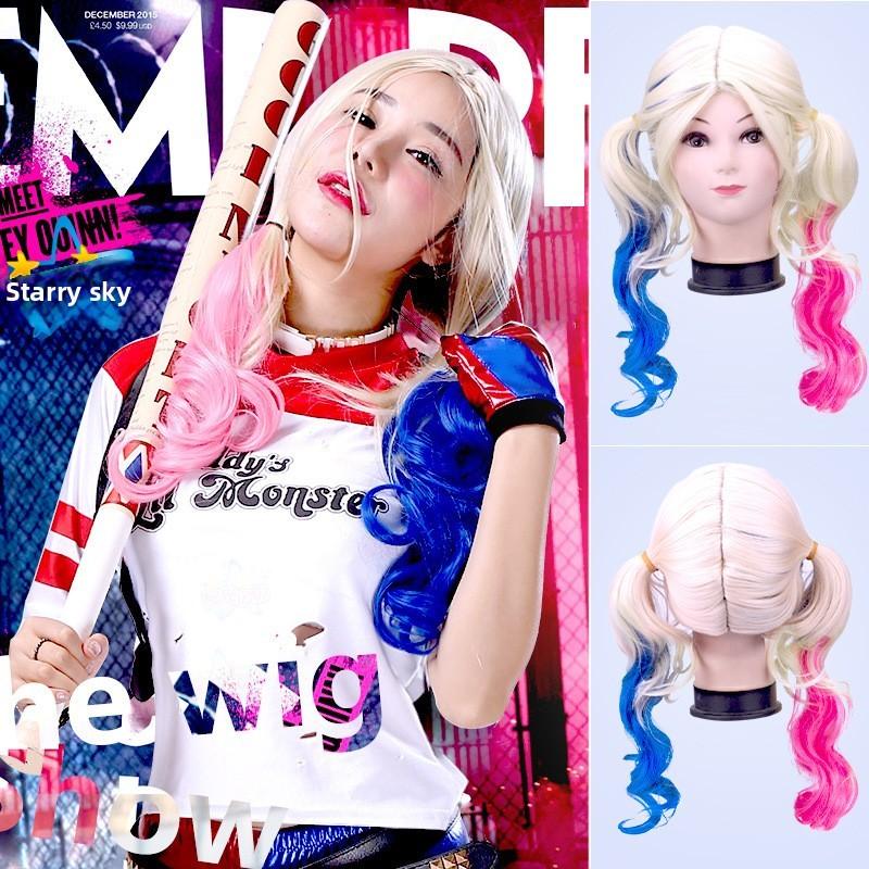 Suicide Squad Harley Quinn Cosplay Wig With Synthetic Fiber For Halloween Costume Parties