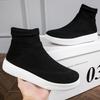 Men's Shoes Autumn New High-top Couple Socks Casual Shoes Large Size Thick Baseplate Shoes Breathable Fly-woven Mesh Sneakers