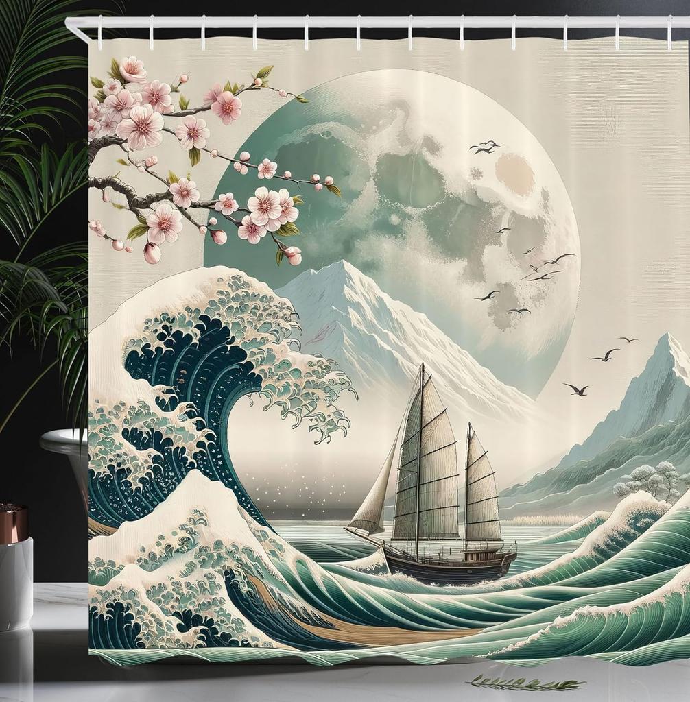 Nautical Shower Curtain, Funny Surreal Image of a Grey Cat Diving in The Deep Ocean Colorful Reef, Cloth Fabric Bathroom Decor