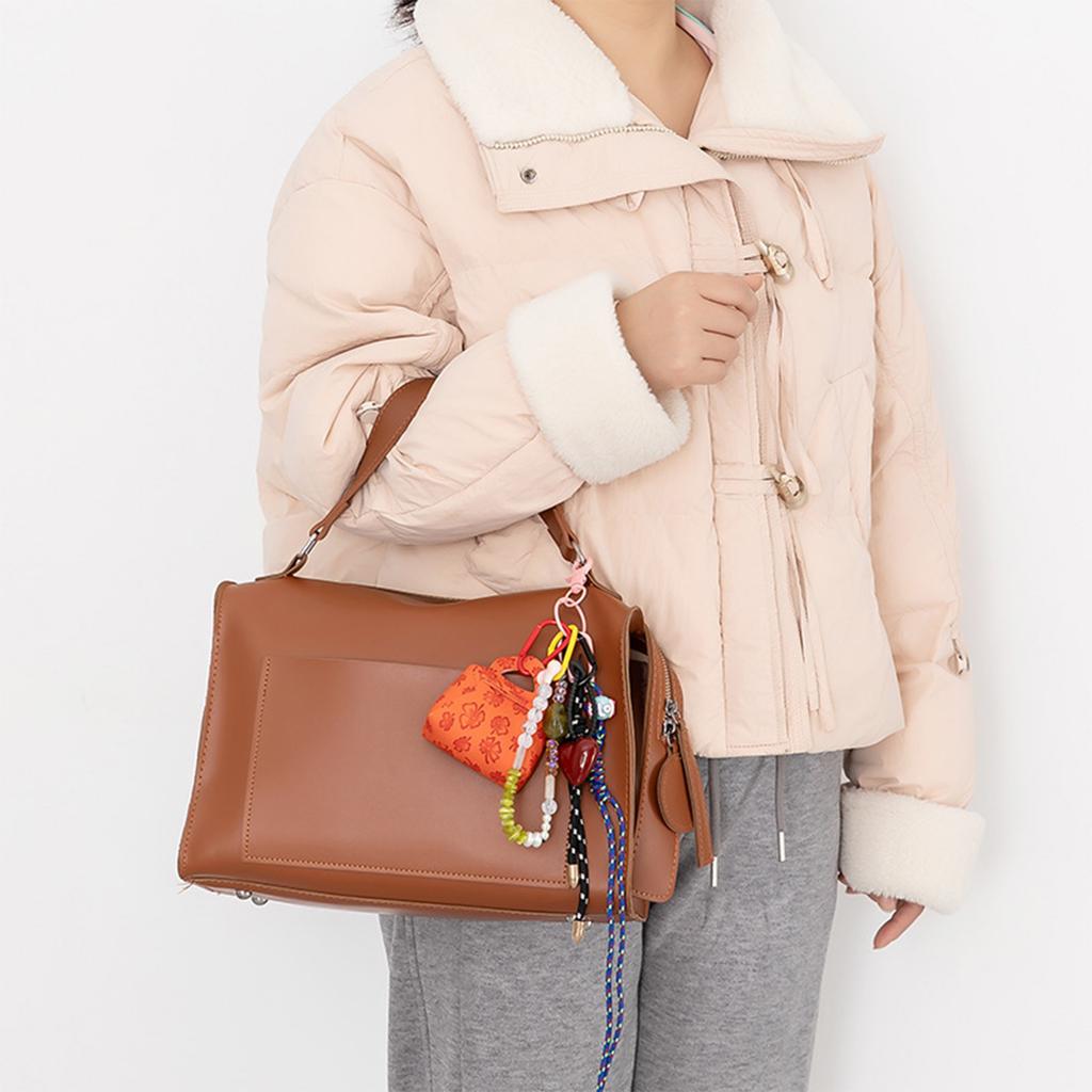 Stylish PU Leather Coin Purse Keychain with Handwoven Lanyard Handmade Keyring Bag Accessories for Urban Men and Women