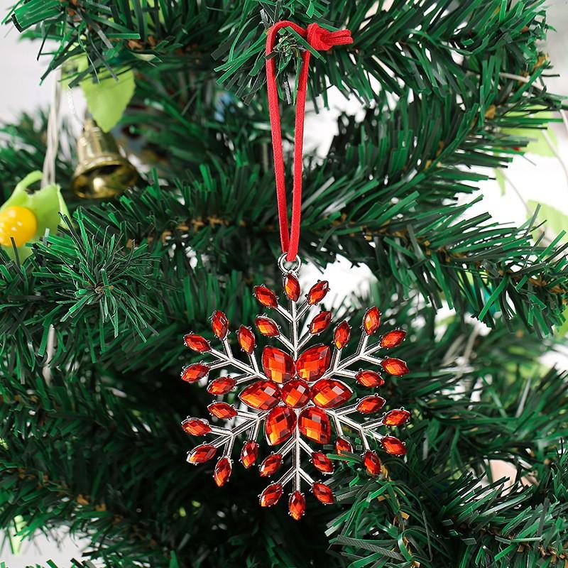Best-selling Christmas Snowflake Zinc Alloy Ornaments Colorful Snowflake Pendants Christmas Trees  Small Commodities