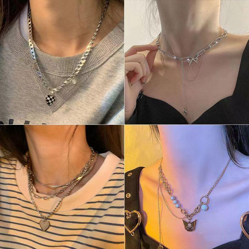 New pearl necklace women's light luxury niche versatile sweater collarbone chain premium love butterfly pendant