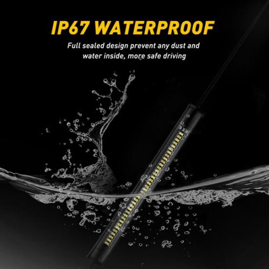 For Motorcycle Amber White LED Fork Turn Signal Indicators Blinkers Light Strips