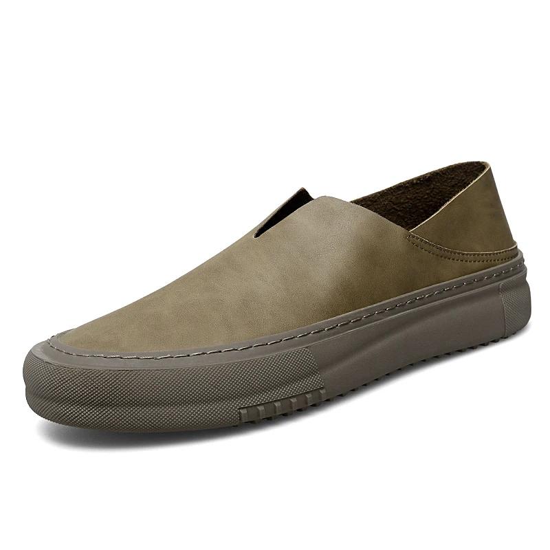 Fashion New Genuine Leather Mens Shoes Fashion Slip On Rubber Outdoor Sneakers Mocassins Handmade Male Loafers Soft Casual Leather Shoes