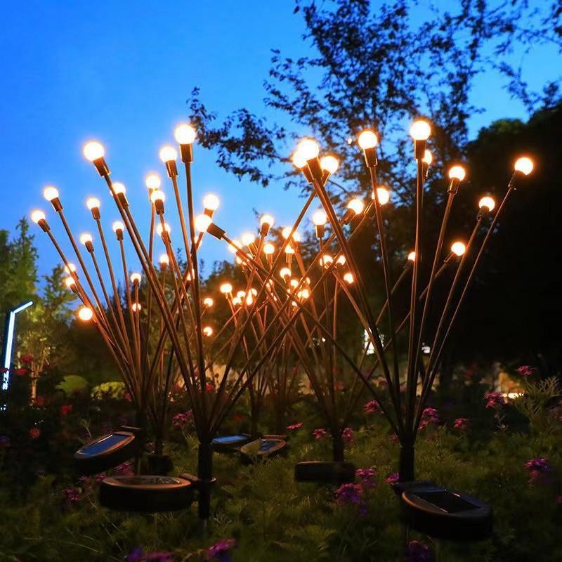 Garden Lights-New Upgraded Solar Powered Firefly Lights Outdoor Waterproof Vibran Garden Lights for Decoration
