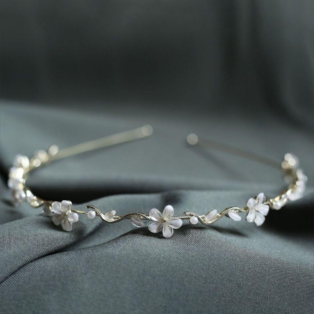 Pearl Rhinestone Flower Hairband Elegant Bow Crystal Tiaras Bridal Princess Crown Birthday Party