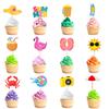 12pcs Summer Beach Hawaii Cupcake Toppers Sun Umbrella ball Cake Toppers  Hawaiian Pool Theme Birthday Party Cake Decorations