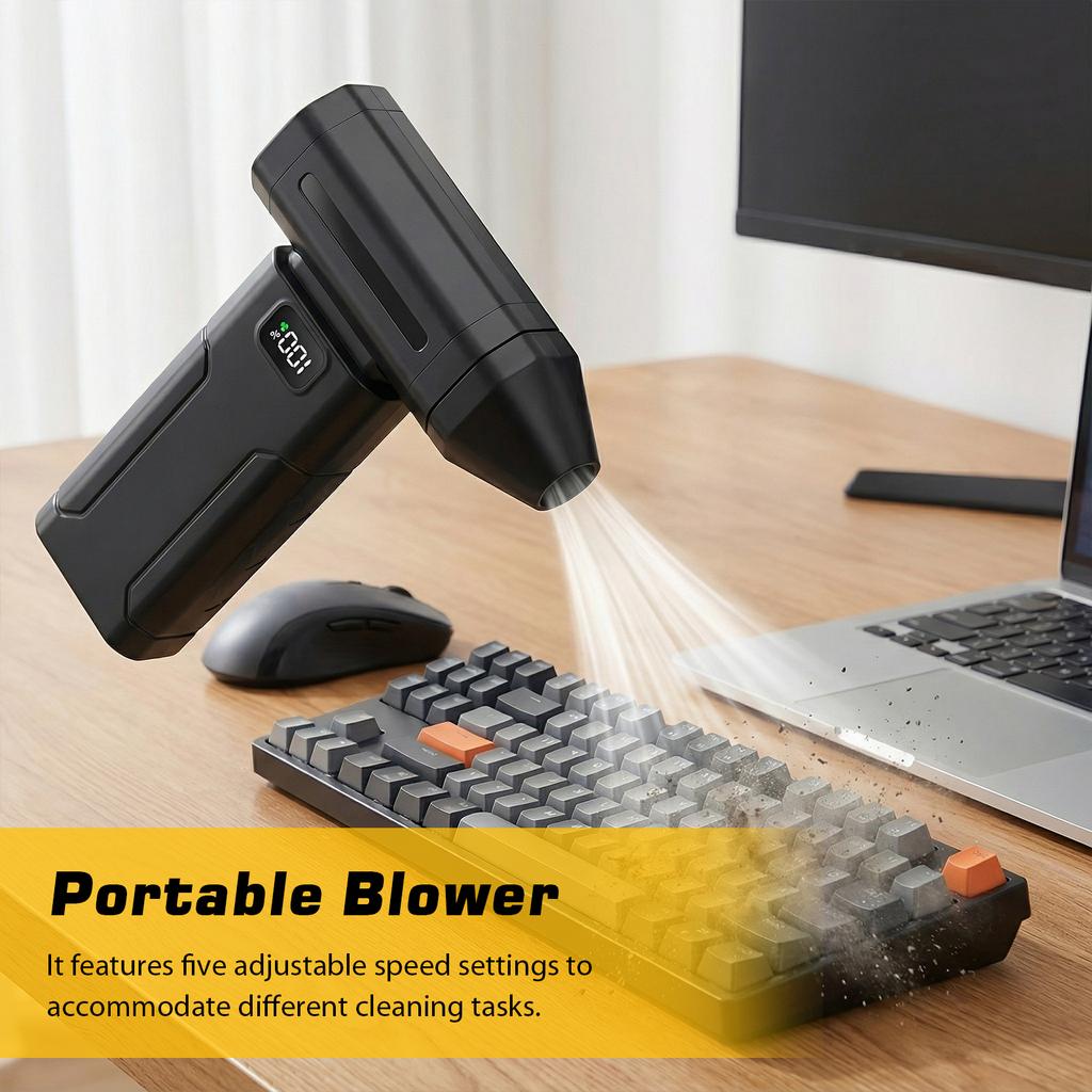 Powerful Air Blower 5-Speed Handheld Portable Dust Blower Electric Dryer Rechargeable for Car Computer Home Office Dust Cleaning