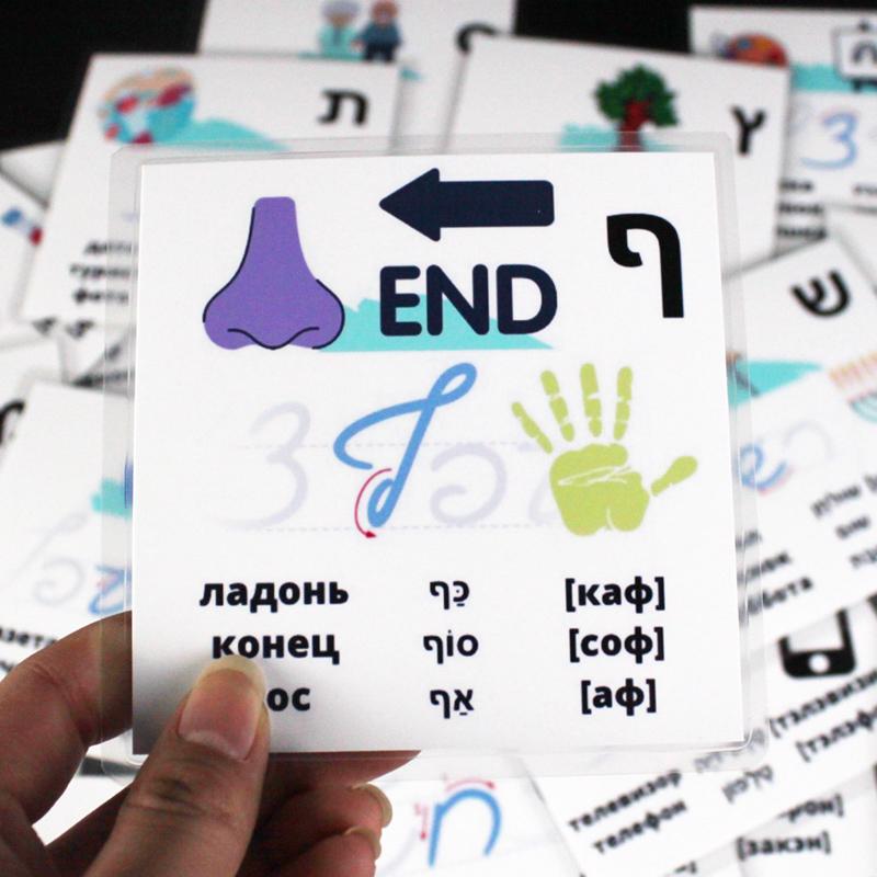 Non-Toxic 10*10Cm Baby Montessori Hebrew/Russian Alphabet Letter Word Card Learning Flashcard For Children Educational For Kids Early Toys