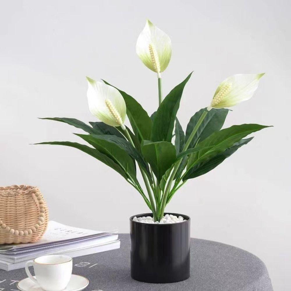 Real Touch Fake Anthurium Tree Branch Handmade Real Touch Palm Tree Home Decorations