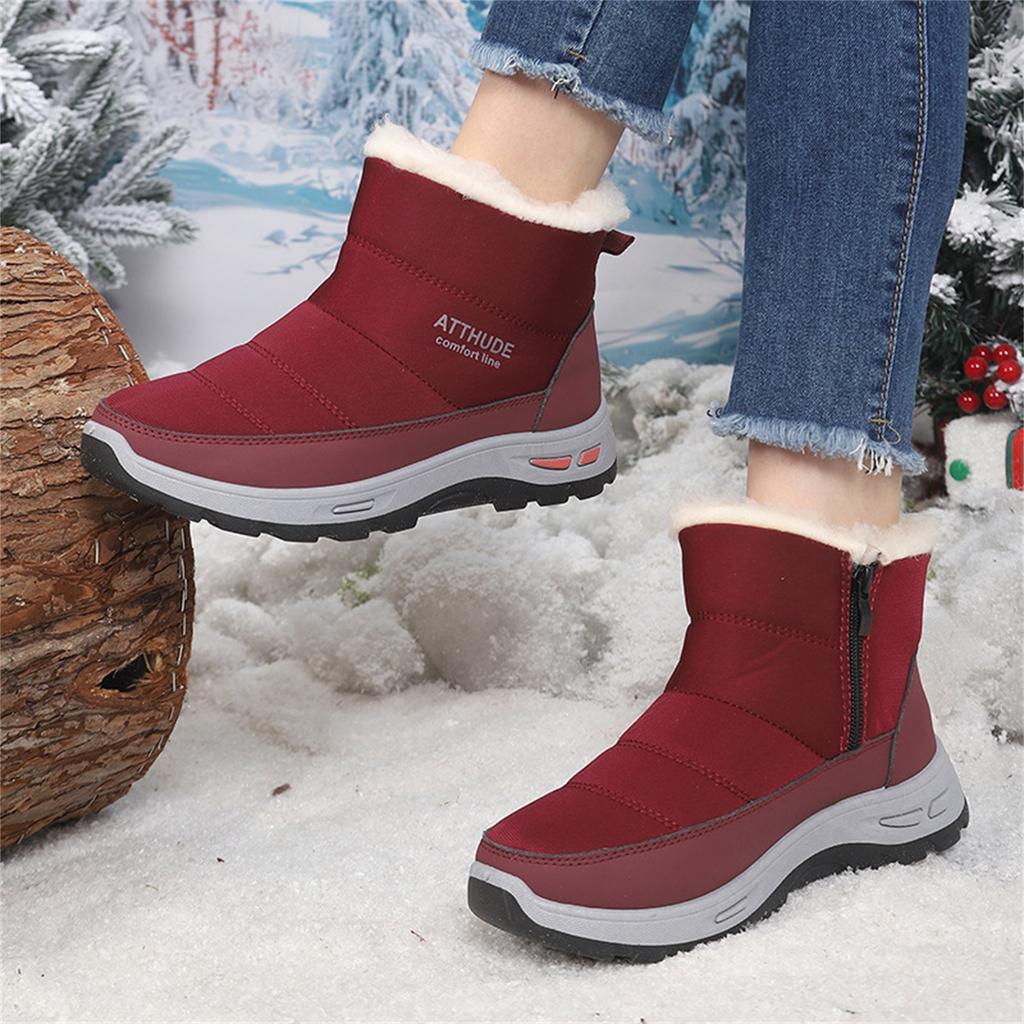 Women's Fashion Side Zipper -Lined Winter Boots for Cold