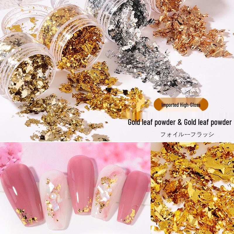 Ultra-Thin Gold & Silver Leaf Nail Art Decoration Flakes & Stickers