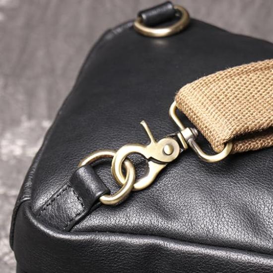 NICE SELECTION Men's Genuine Leather Shoulder Bag, Crossbody Bag, Large Capacity, One-Shoulder Bag, A5 Size, Water-Repellent, Durable, Cowhide