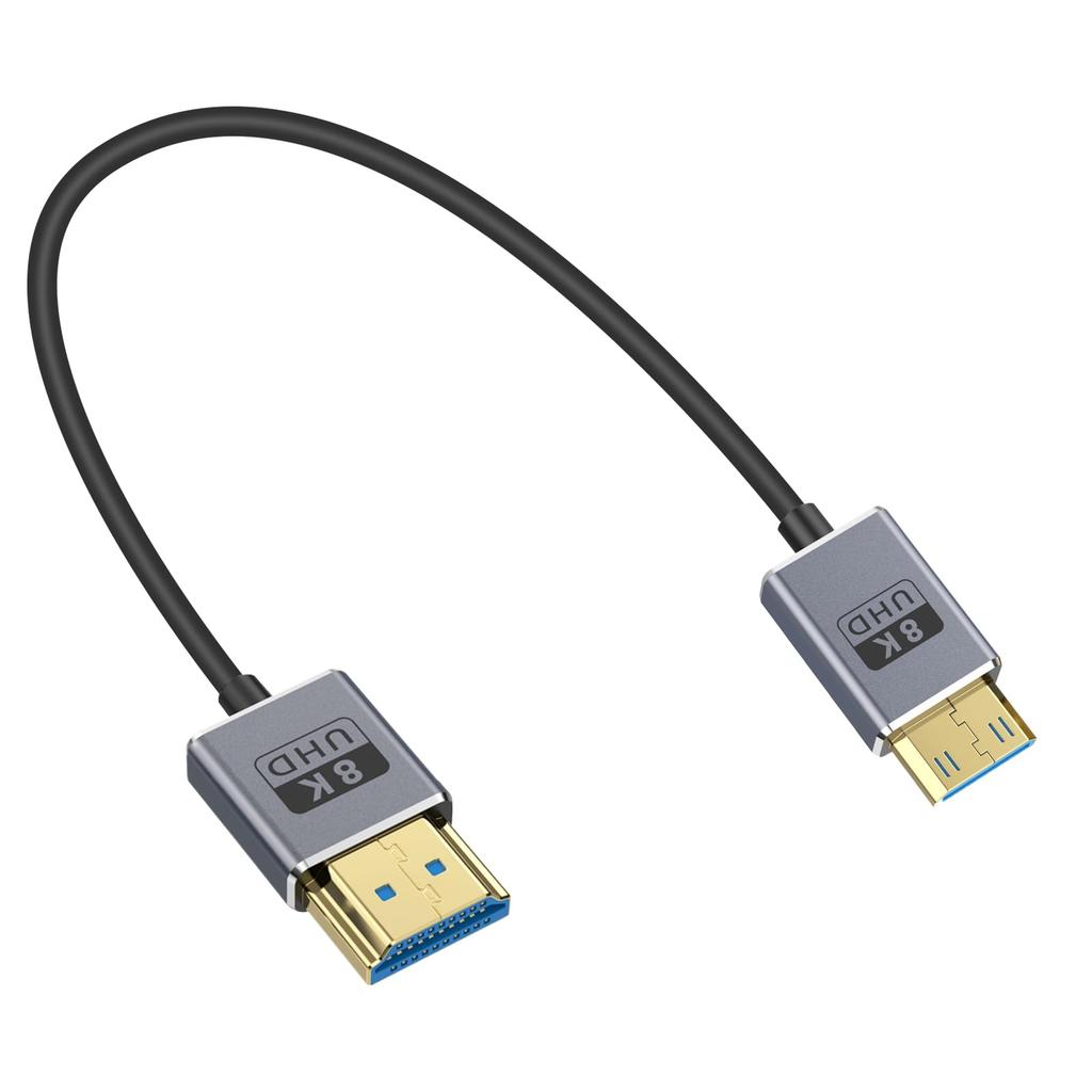 Duttek 8K Mini HDMI To HDMI Converter Short 1 Mini HDMI To HDMI Male Converter Cable Supports for Cameras and Camcorders To Mini Cable, Ft/30 Cm,