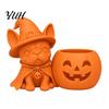 Halloween Party Table Decor French Bulldog Witch Statue, 3D Printed Pumpkin Candle Holder, Desktop Decoration Cute Dog Figurine Tabletop for
