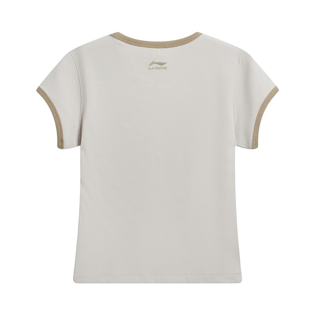 Li Ning Sports Lifestyle Series Round Neck Logo Letter Short Sleeve T-Shirt Women tops ATSW268-7