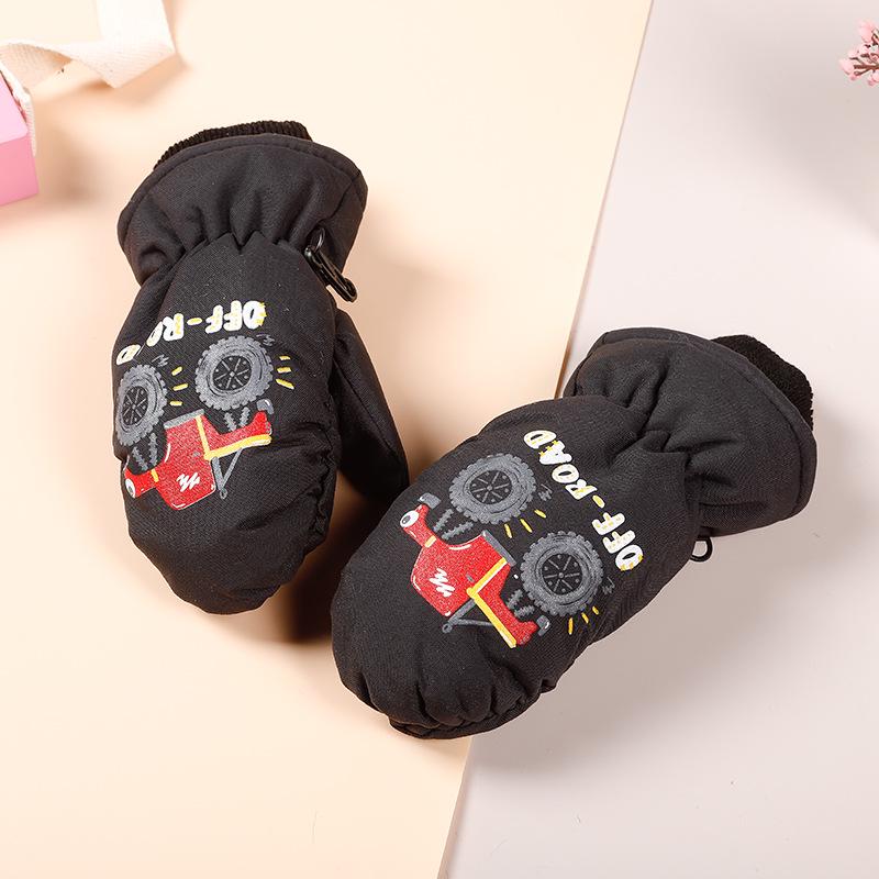 Kids' Cartoon Ski Mittens: Warm, Windproof, Waterproof, for Ages 3-10