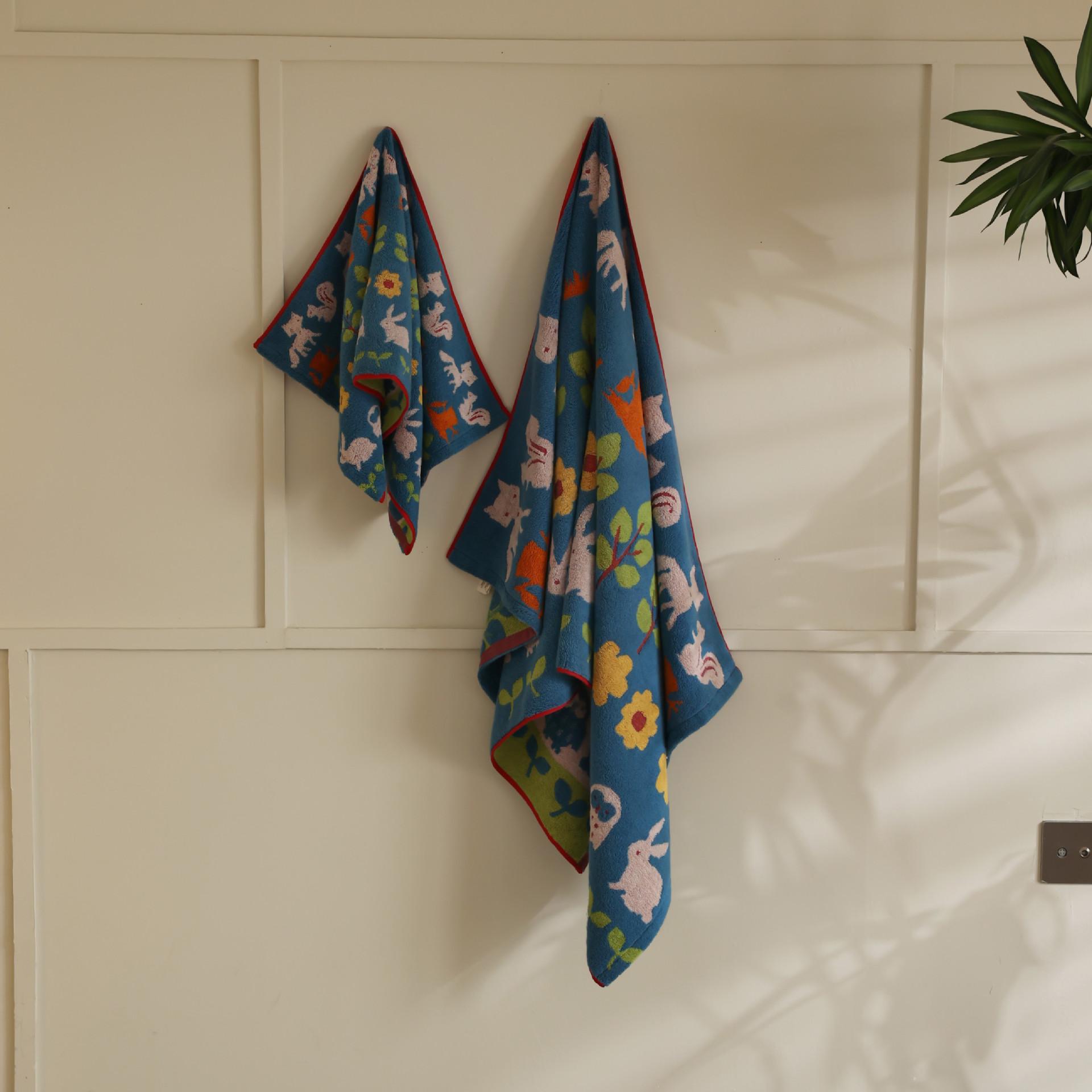 

Комплект полотенец из хлопка Forest Nordic для ванной комнаты из микрофибры, приятное для кожи полотенце для девочек, мужчин и женщин, полотенца для ванны, дропшиппинг 35x35cm(kids) синий