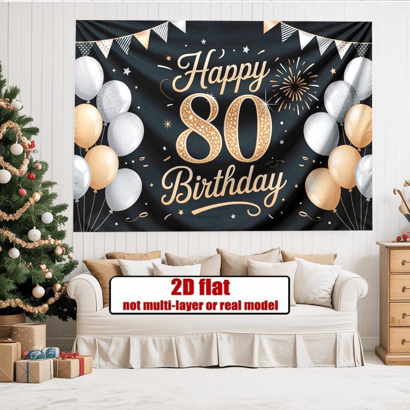 Party Backdrop 80Th Birthday Confetti Elegant Flat Gold Balloons Multi Family Weddings Photo Booth Decor Front Door Decor