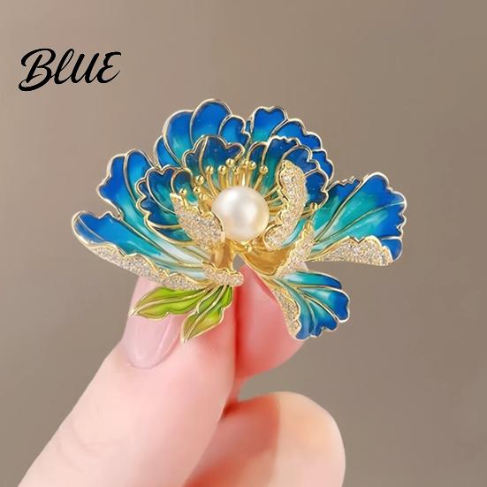 Long-lasting Brooch Women Sparkling Rhinestones Imitation Pearl Flower Shape Lapel