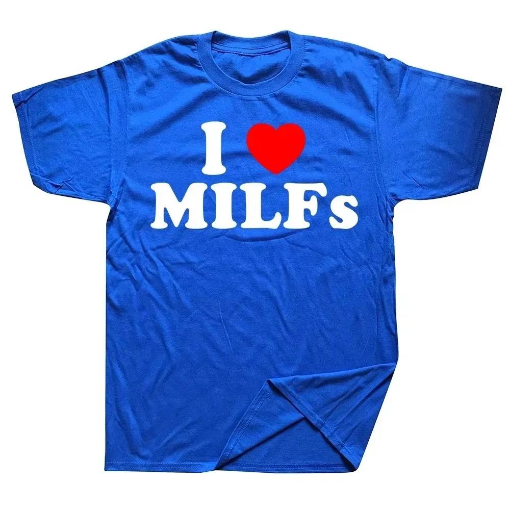 Αστεία Μπλουζάκια με Καρδιά "Αγαπώ τις MILF" Γραφικό Βαμβακερό Streetwear Κοντομάνικο Δώρα Γενεθλίων Καλοκαιρινό Στυλ T-shirt Ανδρικά Ρούχα