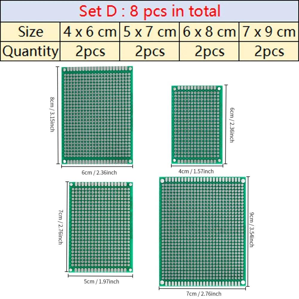 4-40 buc. Circuit PCB universal Protoboard Placă dublu față 2x8 3x7 4x6 5x7 7x9CM Stripboard Placă de prototipare Kit electronic DIY