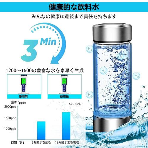 Portable Hydrogen Water Generator, High-Concentration Hydrogen Water Generator [Generates in 3 Minutes, 420ml Capacity, 1600bbp Concentration, Recharg