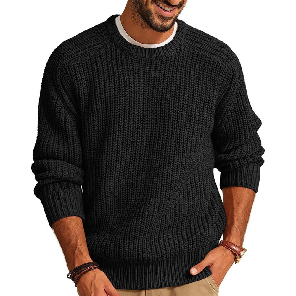 Autumn Winter Men Knit Pullovers Men Solid Mock Neck Casual Knitted Sweater Men Long Sleeve Loose Knitwear Sweaters