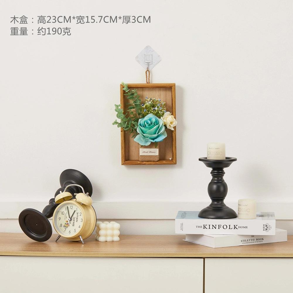 Retro Wall Decoration Pendant Wall Mounted Wooden Flower Box Simulated Flower Pendant Wall Accents Decoration Crafts