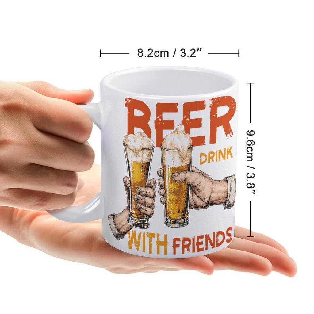 1pc 11oz Beer Lover Ceramic Mug with Double-Sided Print, Lightweight Daily Cup for Home Kitchen or Work Desk, Unique Gift for Friends