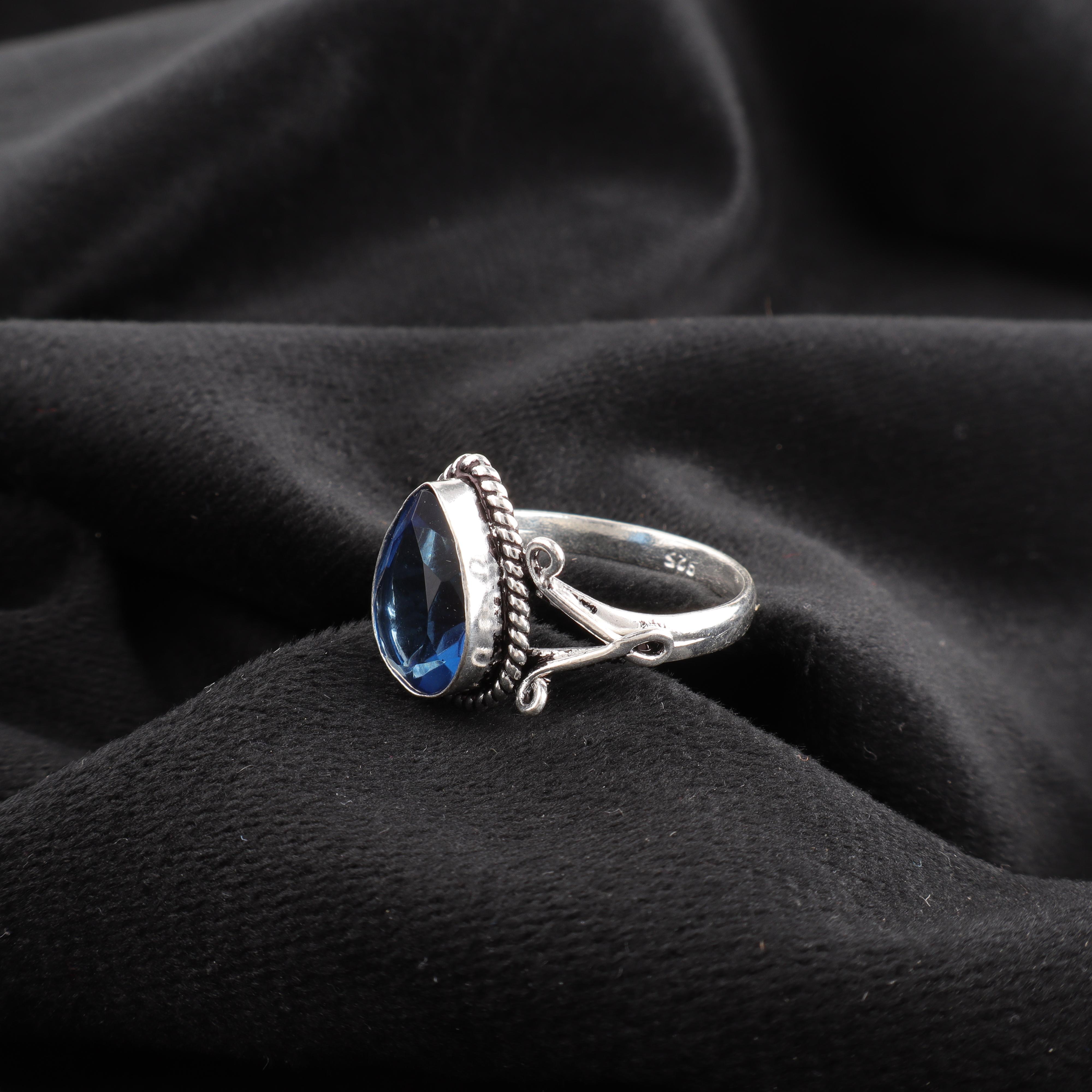 

Украшения с лондонским голубым топазом, кольцо из стерлингового серебра 925 пробы, кольцо с драгоценным камнем ручной работы ко Дню памяти 12 синий