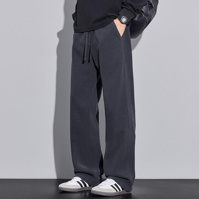 Knitted Casual Pants Men's American Trend Autumn New Loose Versatile Straight Wide Leg Twill Long Pants