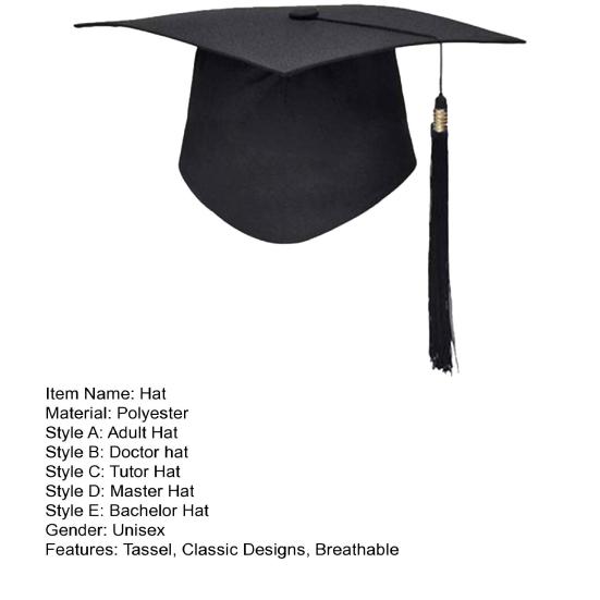 Mortarboard Tassels Solid Color Classic Design Square Board Breathable Decorative Comfortable Unisex Graduation Party Hierophant Hat Headwear