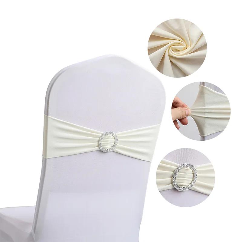 10/50 Pcs Polyester Spandex Chair Sashes Bands Stretch Chair Ties Bows with Buckle Slider for Wedding Banquet Party Decoration