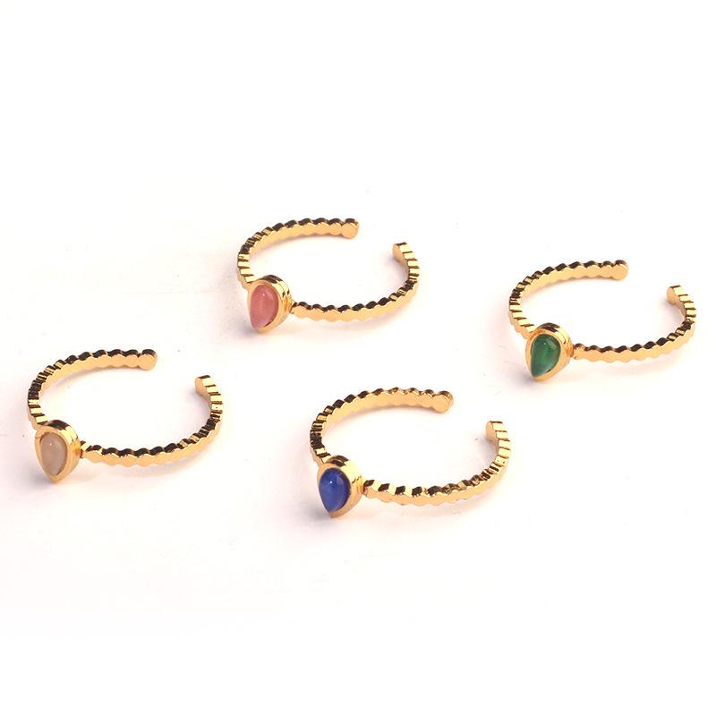 Women's Stainless Steel Water Drop Ring - Retro Luxury, Colorfast, Fashionable Jewelry Accessory