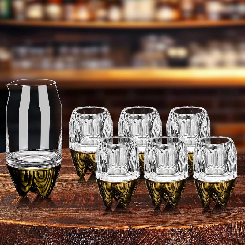 Baijiu Cup Household Creative Spirits Cup Transparent Glass One Mug Small Wine Glass One or Two Glasses Wine Dispenser