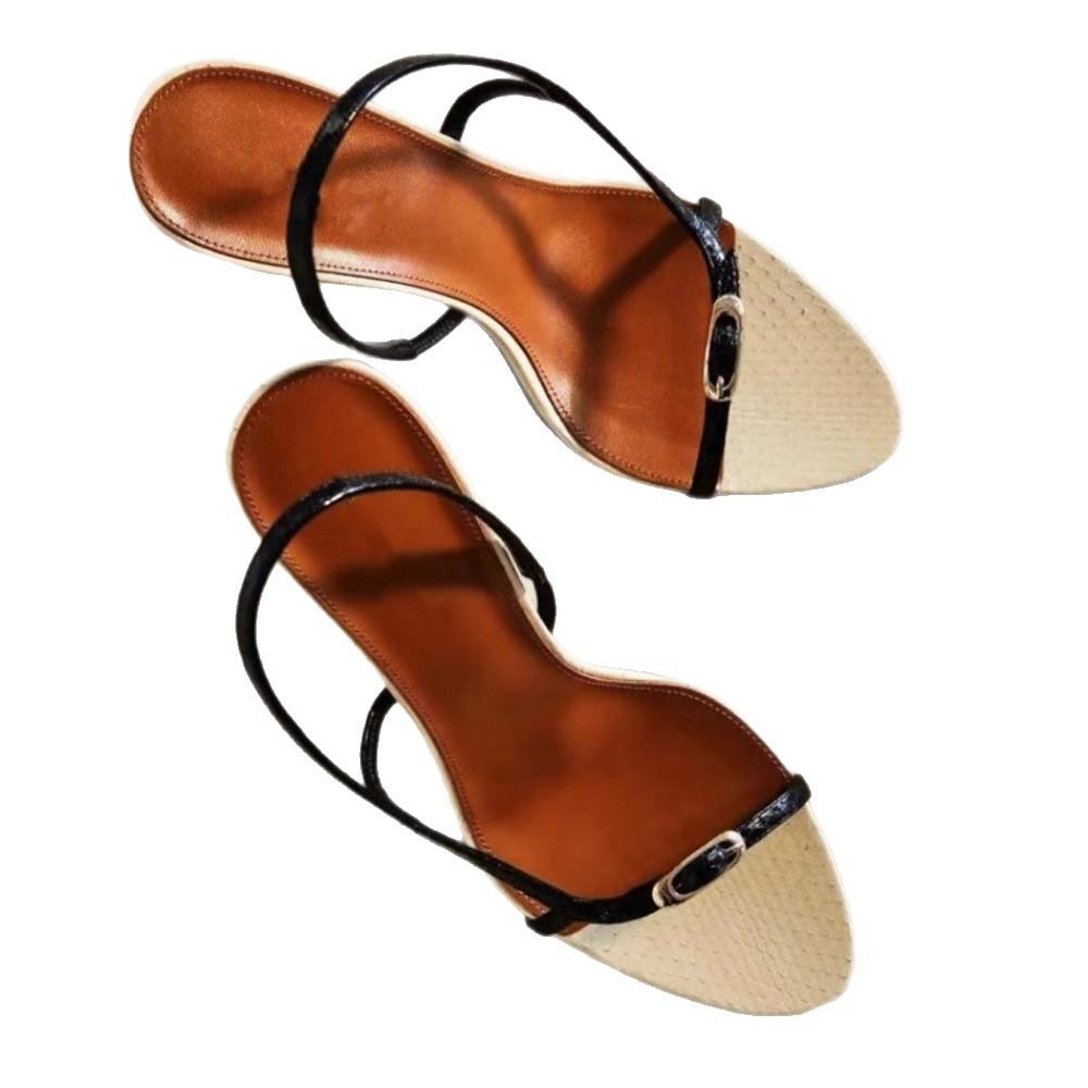 One word with high heels women's new color matching thin heels fairy style wedding shoes banquet sandals commuter shoes