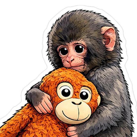Schutz Punch The Monkey Aufkleber Auto Laptop Sticker Niedlicher Affe hält Plüschtier Vinyl Aufkleber Einfach anzubringen/zu entfernen Lustige Kinderzimmer Dekoration