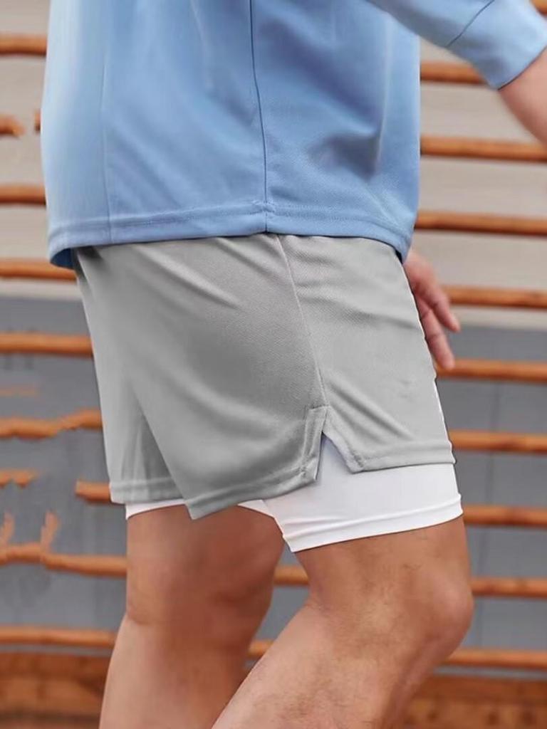 Men's Quick-Dry Breathable Two-in-One Fitness Shorts for Basketball & Running