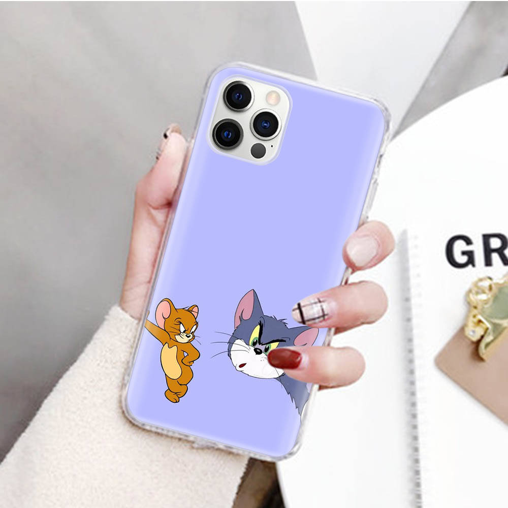 JT49 Tom and Jerry Transparent Case for Samsung A04 A14 A23 M33 M53 Realme 10 9 C35 C55 VIVO Y02 X80 Infinix Hot 30 Note 11 Tecno Spark 8P Pro