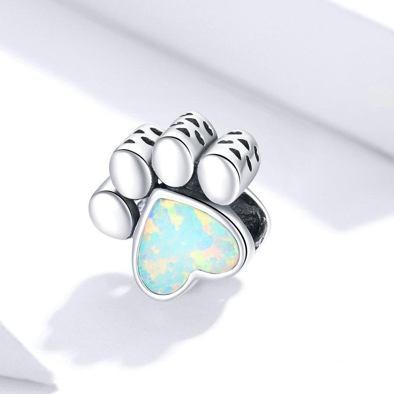 WOSTU 925 Sterling Silver Opal Paw Love Heart Wings Zircon Charms Beads Pendant Fit Original Bracelet Necklace For Women Jewelry